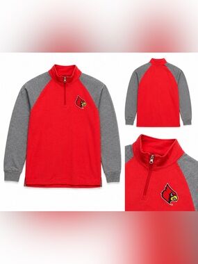 Captivating Louisville Cardinals Quarter Zip Pullover Red Gray Men’s NCAA